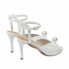 Damensandalen 1351 weißer Satin