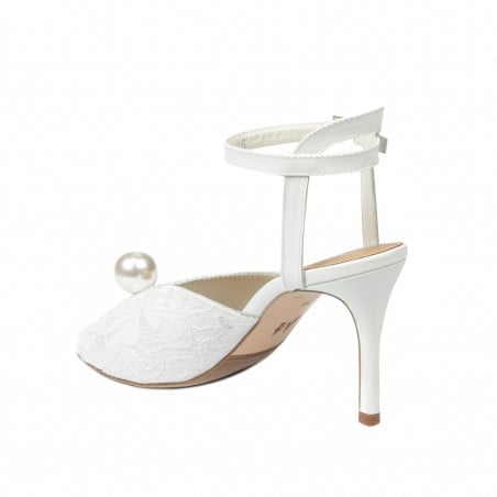 Damensandalen 1351 weißer Satin