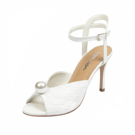 Damensandalen 1351 weißer Satin