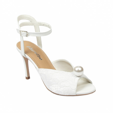 Damensandalen 1351 weißer Satin