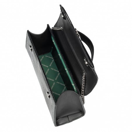 Damentasche Schultertasche 041g 01 Krokolack Schwarz
