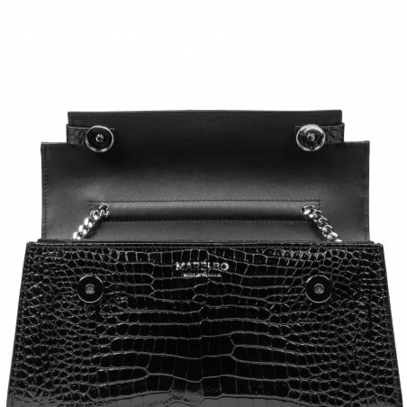Damentasche Schultertasche 041g 01 Krokolack Schwarz