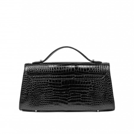 Damentasche Schultertasche 041g 01 Krokolack Schwarz