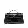 Damentasche Schultertasche 041g 01 Krokolack Schwarz