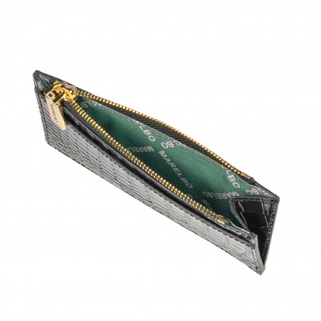 Kartenetui 209g Kroko Lack Schwarz