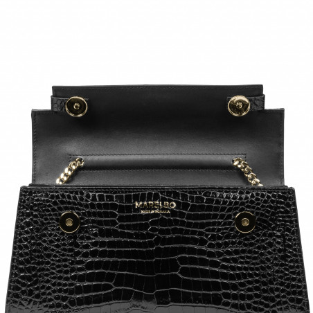Damentasche zum Umhängen 041g Croco Lack Schwarz