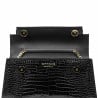 Damentasche zum Umhängen 041g Croco Lack Schwarz
