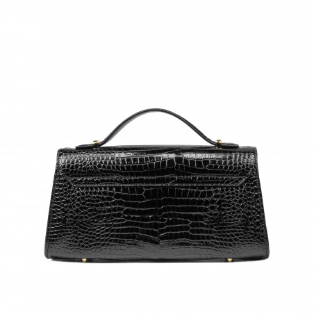 Damentasche zum Umhängen 041g Croco Lack Schwarz