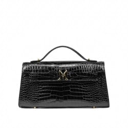 Damentasche zum Umhängen 041g Croco Lack Schwarz
