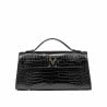 Damentasche zum Umhängen 041g Croco Lack Schwarz