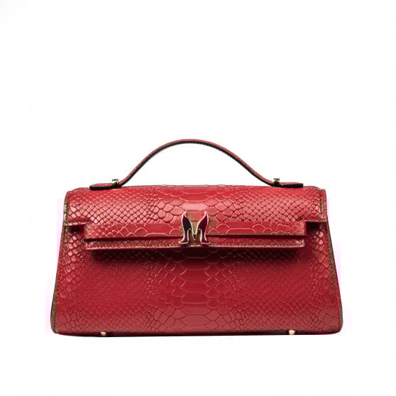 Schultertasche für Damen 041g in Rot Kroko