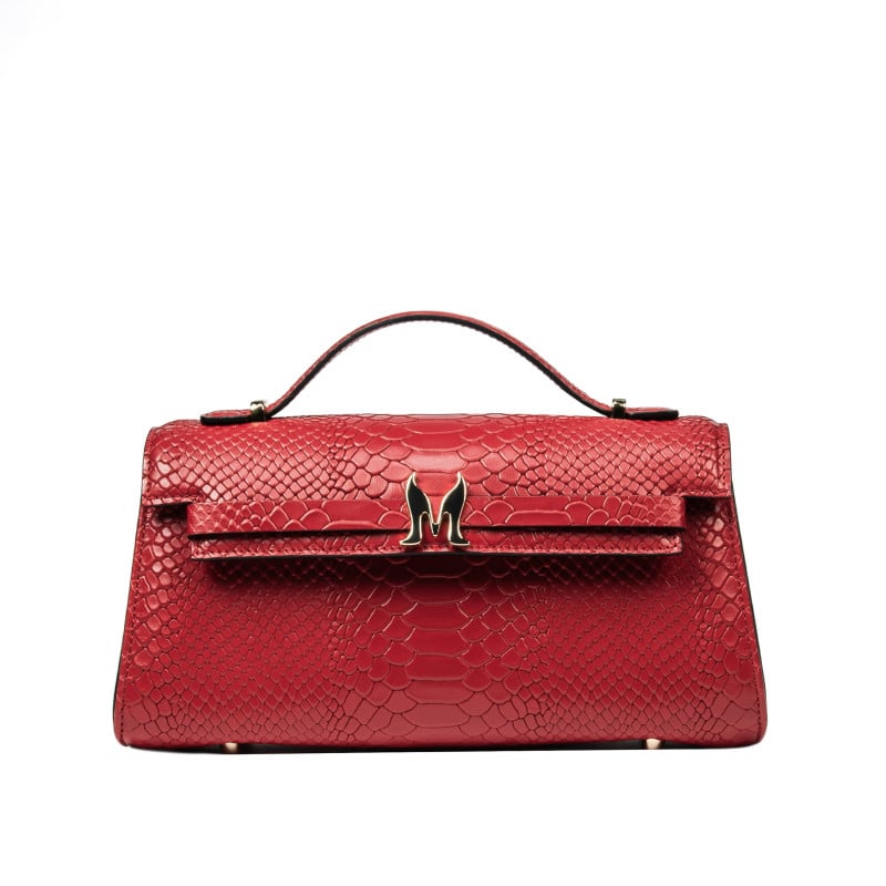 Schultertasche für Damen 041g in Rot Kroko