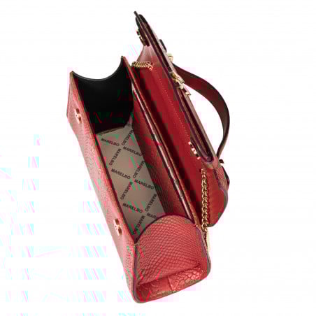 Schultertasche für Damen 041g in Rot Kroko