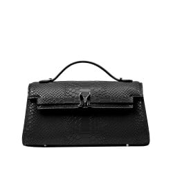 Damentasche Schultertasche 041g 01 Kroko schwarz