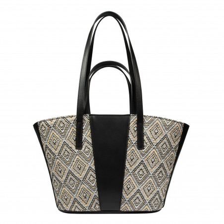 Damenstrandtasche 044g 01 Raffia Schwarz