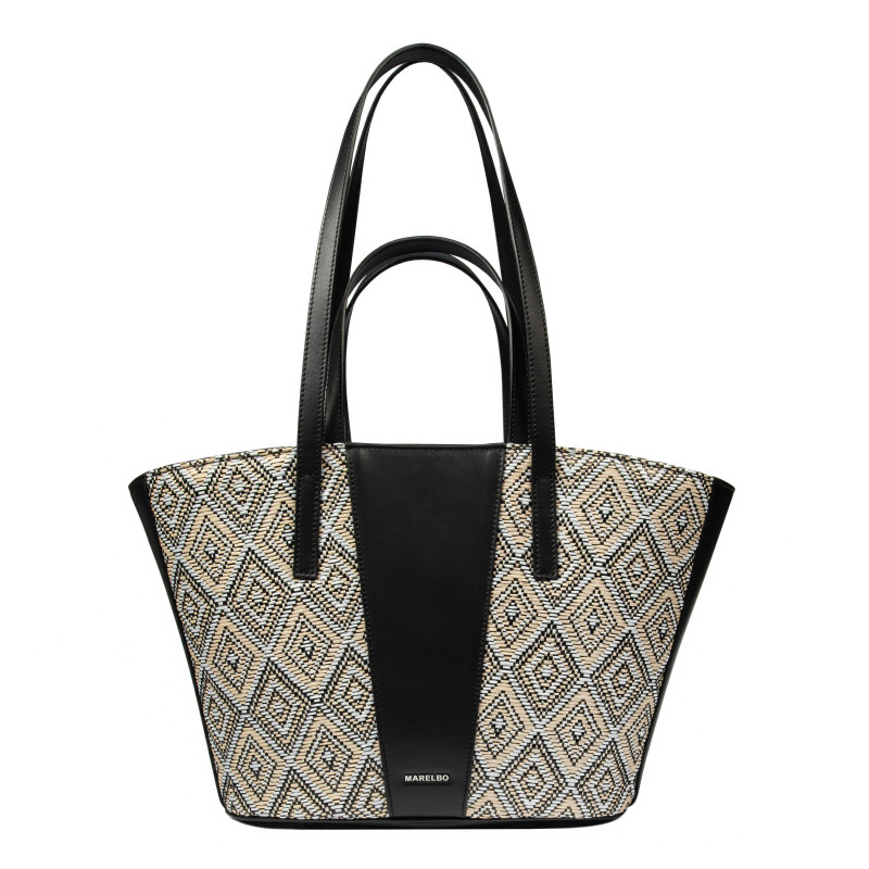 Damenstrandtasche 044g 01 Raffia Schwarz