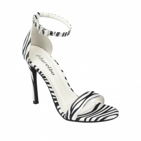 Damen Sandalen 1349 Satin Zebra Weiß