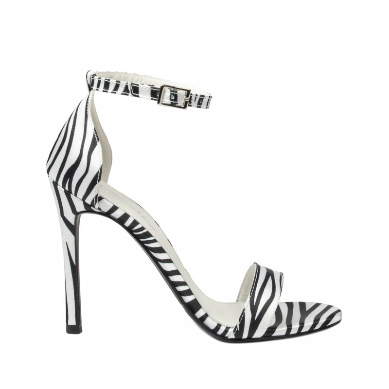 Damen Sandalen 1349 Satin Zebra Weiß