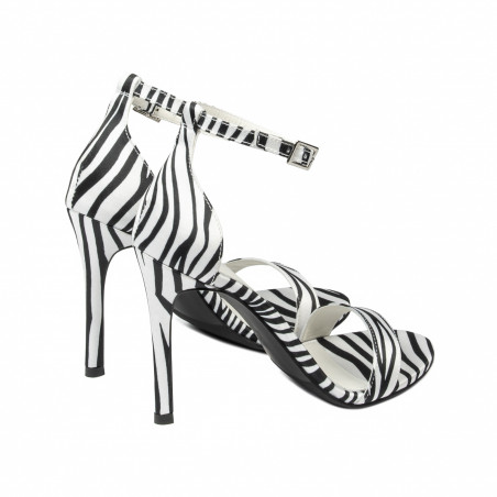 Damen Sandalen 1349 Satin Zebra Weiß