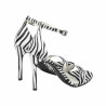 Damen Sandalen 1349 Satin Zebra Weiß