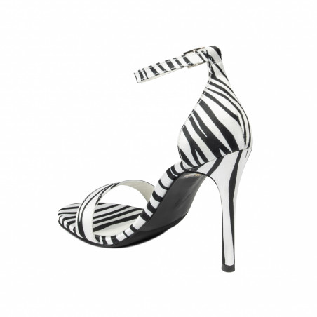 Damen Sandalen 1349 Satin Zebra Weiß