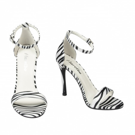 Damen Sandalen 1349 Satin Zebra Weiß
