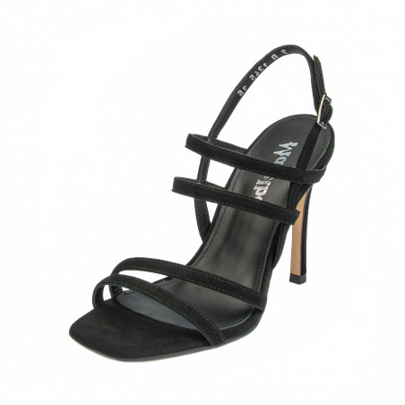 Damen Sandalen 1345 schwarzes Veloursleder