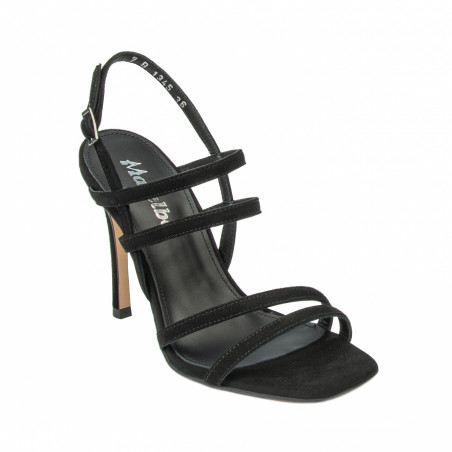 Damen Sandalen 1345 schwarzes Veloursleder
