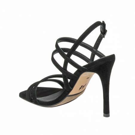 Damen Sandalen 1345 schwarzes Veloursleder