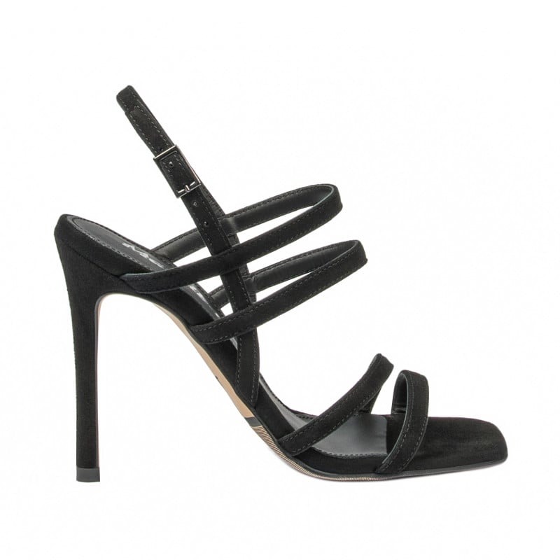 Damen Sandalen 1345 schwarzes Veloursleder
