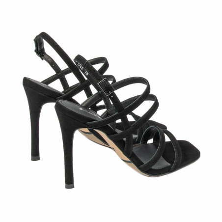 Damen Sandalen 1345 schwarzes Veloursleder