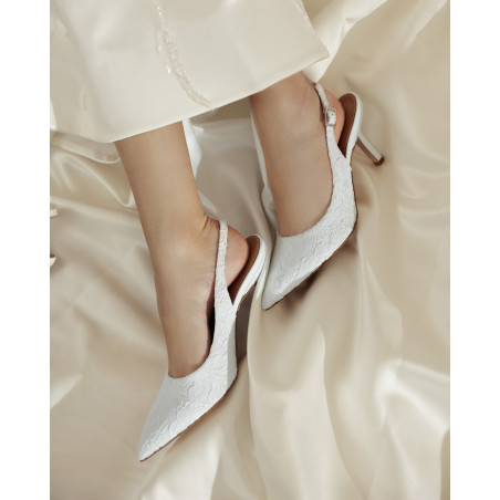 Damensandalen 1353 weißer Satin