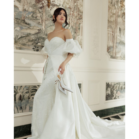 Damensandalen 1353 weißer Satin