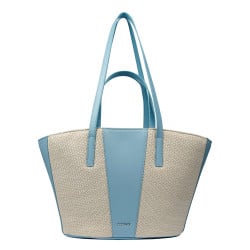 Damentasche Strand 044g 01 Blauer Himmel+Raffia