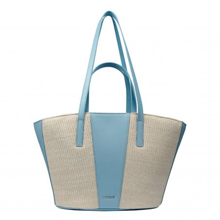Damentasche Strand 044g 01 Blauer Himmel+Raffia