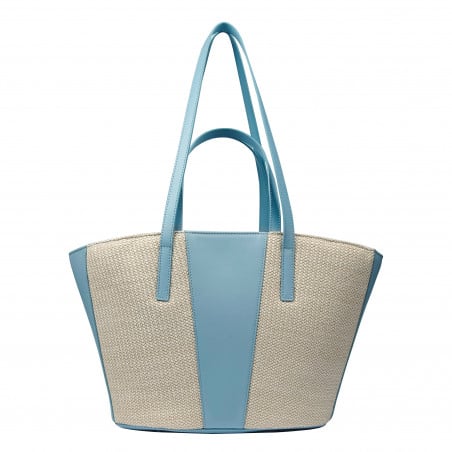 Damentasche Strand 044g 01 Blauer Himmel+Raffia