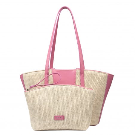Damentasche für den Strand 044g 01 Barbie-Rosa+Raffia