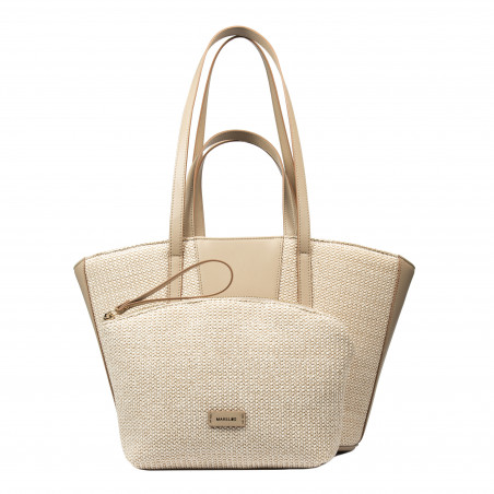 Damentasche für den Strand 044g Nude+Raffia