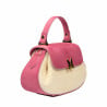 Damentasche Handtasche 042g Rosafarbenes Wildleder+Raffia