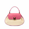 Damentasche Handtasche 042g Rosafarbenes Wildleder+Raffia