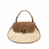 Damentasche 042g braunes Wildleder + Bast