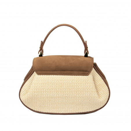 Damentasche 042g braunes Wildleder + Bast