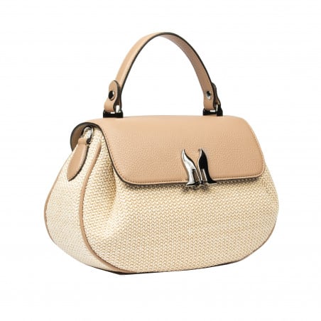 Damenhandtasche 043g 01 biz nude+Raffia