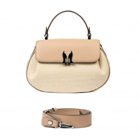 Damenhandtasche 043g 01 biz nude+Raffia