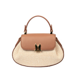 Damenhandtasche 042g biz camel+Raffia