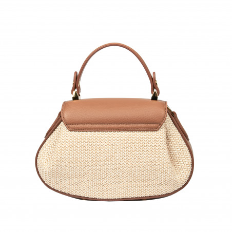 Damenhandtasche 042g biz camel+Raffia