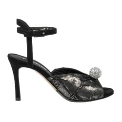 Damen Sandalen 1329 schwarz Velours kombiniert