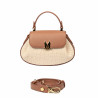 Damenhandtasche 042g biz camel+Raffia