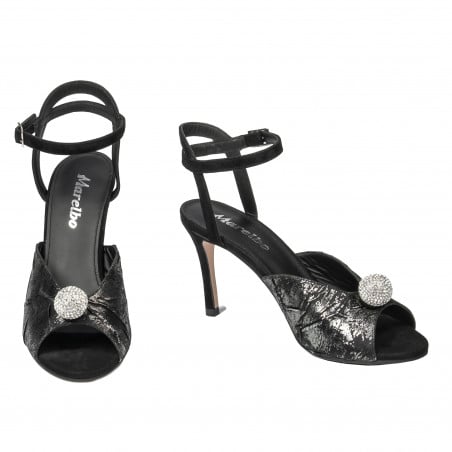 Damen Sandalen 1329 schwarz Velours kombiniert