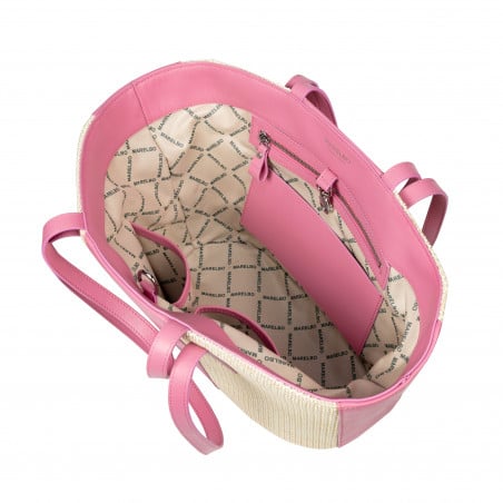 Damentasche für den Strand 044g 01 Barbie-Rosa+Raffia